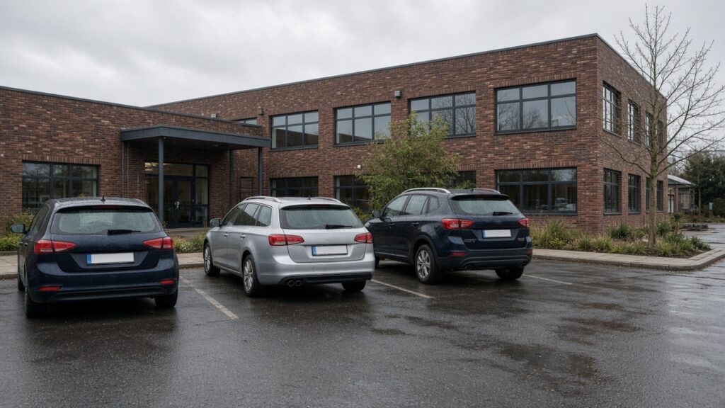Geparkeerde auto’s bij een bedrijf, autowassen op locatie in Hoevelaken